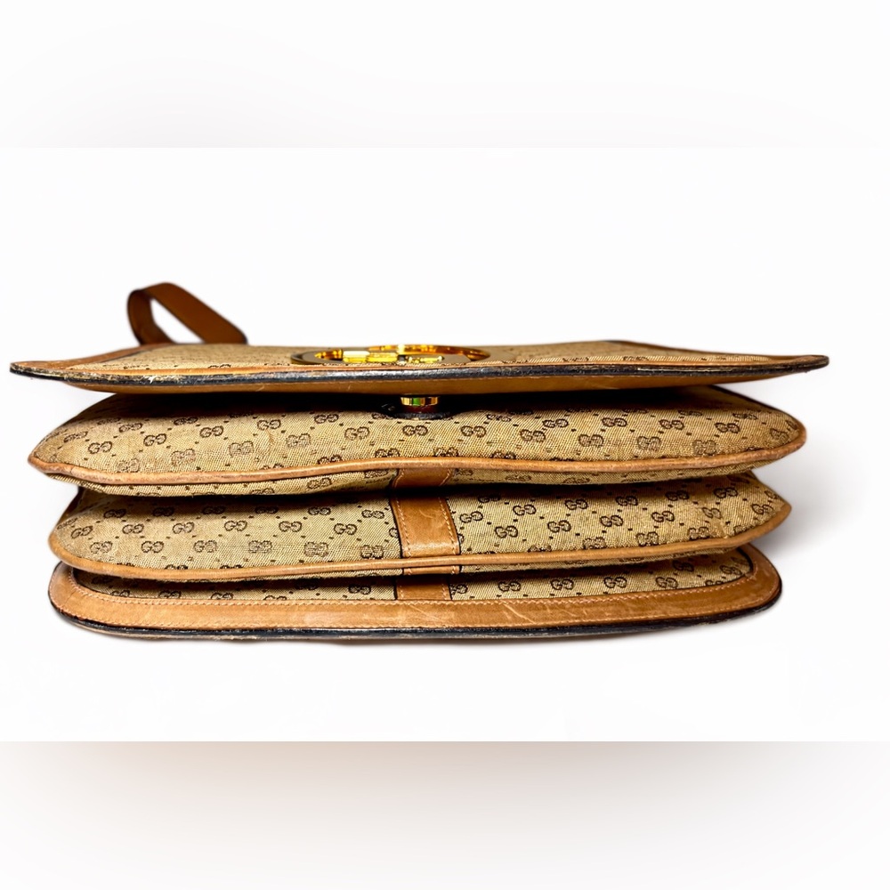 Vintage Gucci Blondie GG Canvas Shoulder Bag Tan Leather w/ Box Authentic - Picture 3 of 13